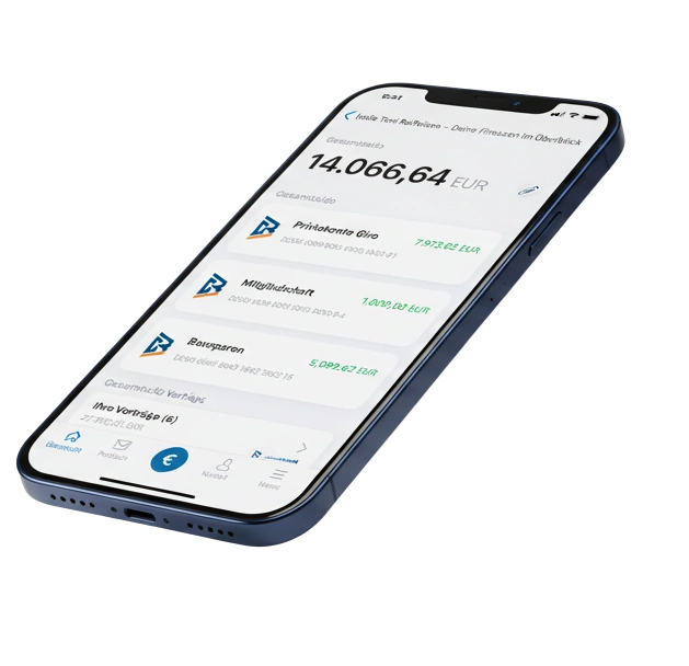 Téléphone affichant l'application bancaire de Banksvolks